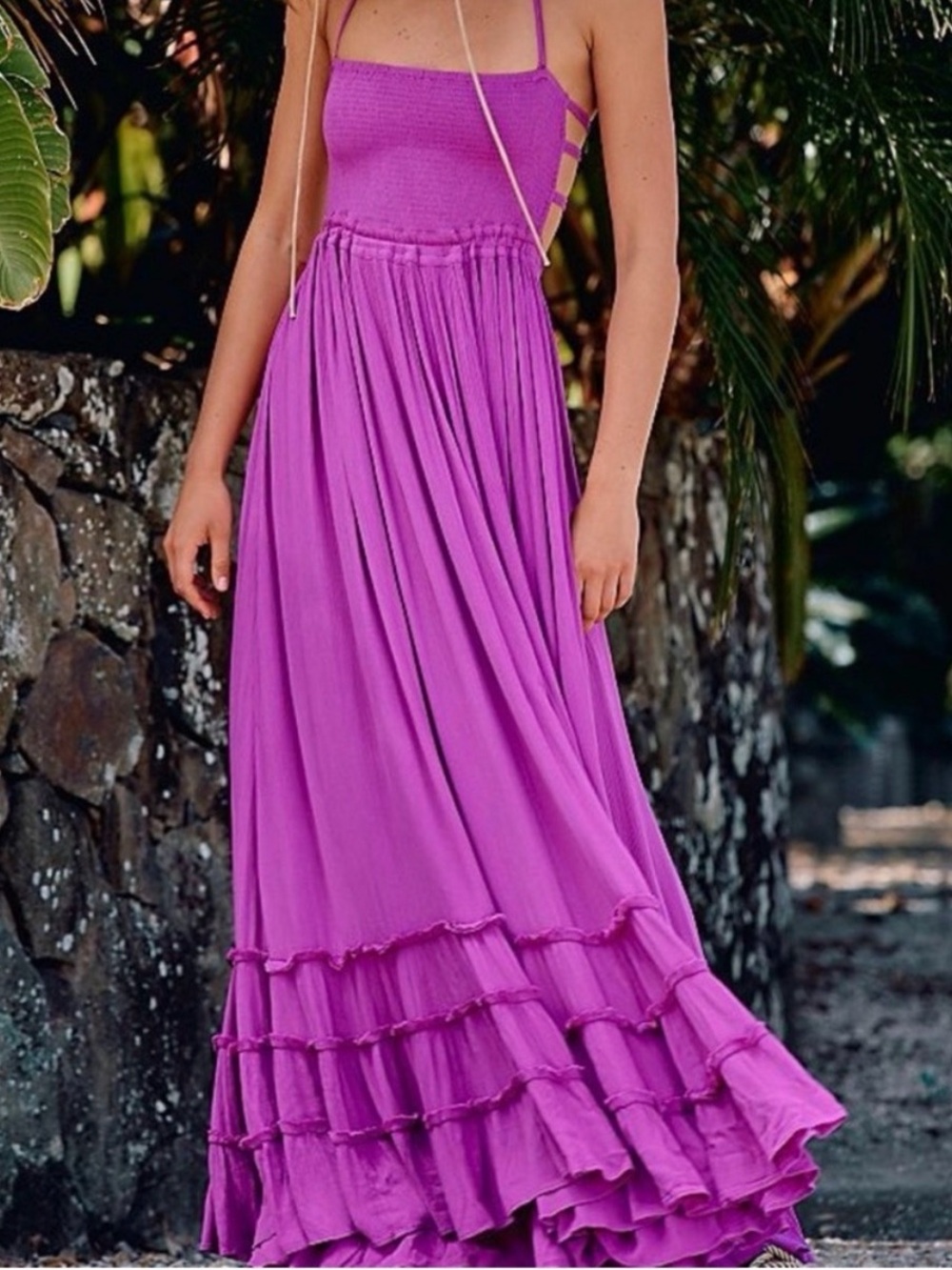 NWT Free People Extratropical Maxi Dress With Open Back